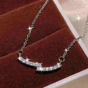 Luxury Micro Pave CZ Crystal White Clavicle Necklace, GPMB1520